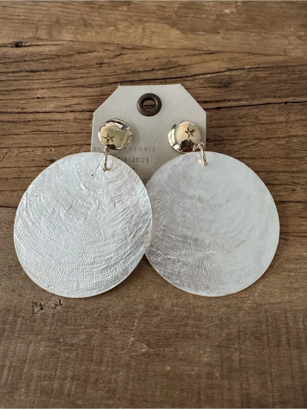 NEW Anthropologie Shipwrecked Shell Statement Coastal Boho Earrings